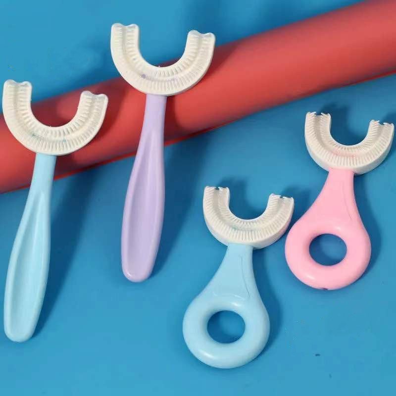 Bàn chải đánh răng hình chữ u, bàn chải silicon cho bé tập đánh răng