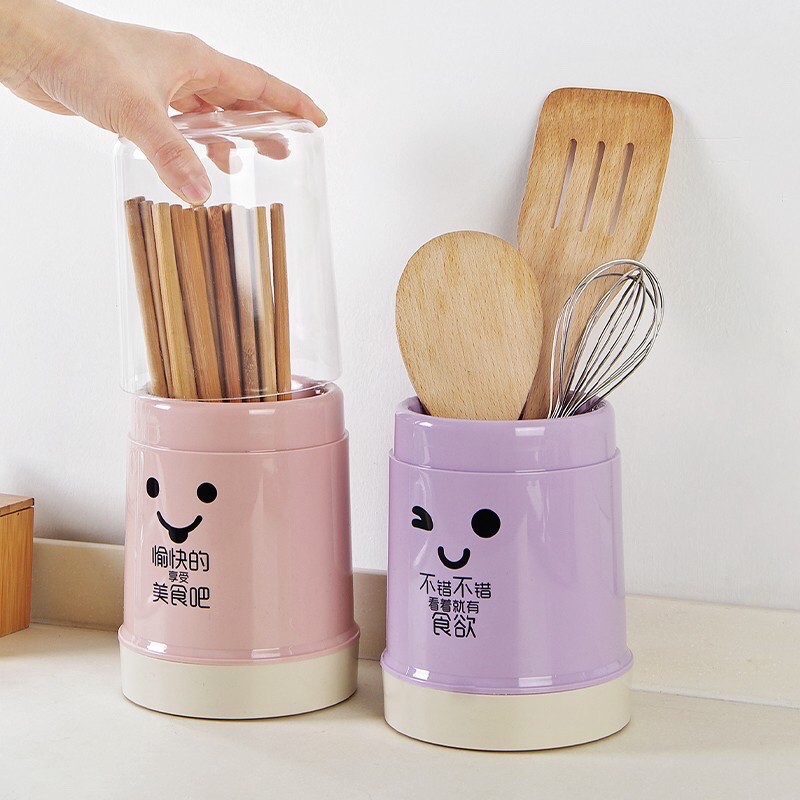 Ống Đựng Đũa Trong Suốt Có Nắp Đậy