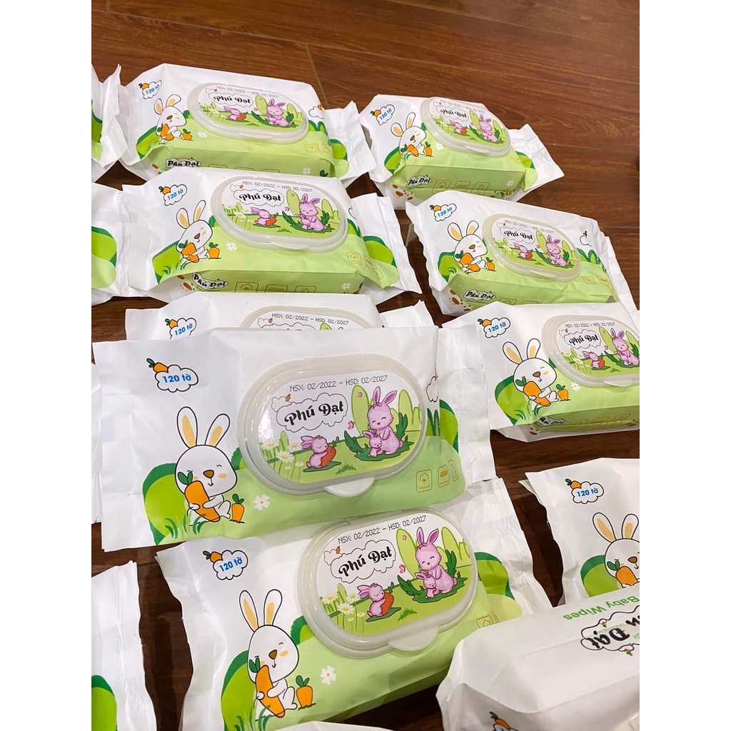 Khăn giấy ướt Phú Đạt 120 tờ không mùi cho bé
