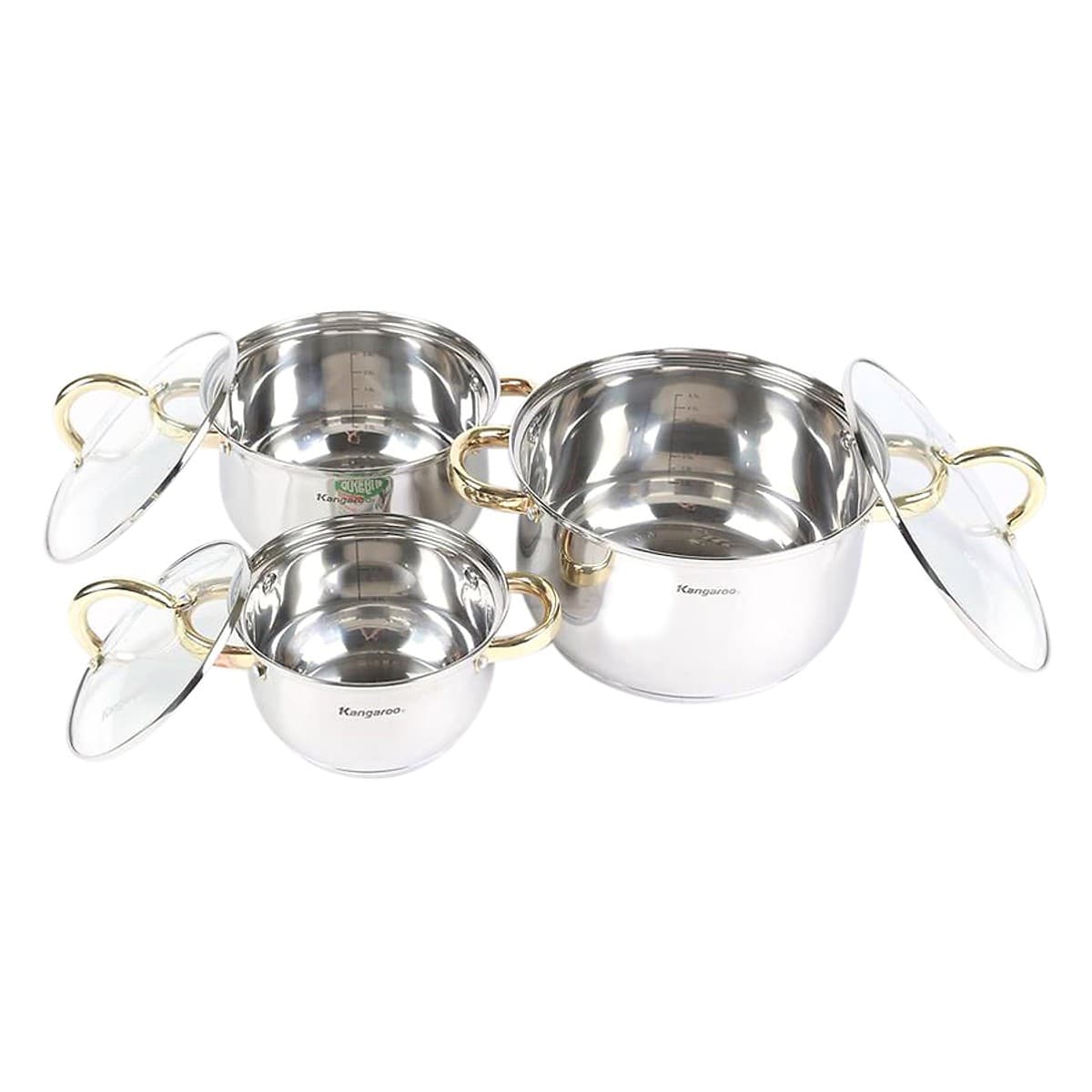 Bộ nồi 3 chiếc inox 5 đáy Kangaroo KG864