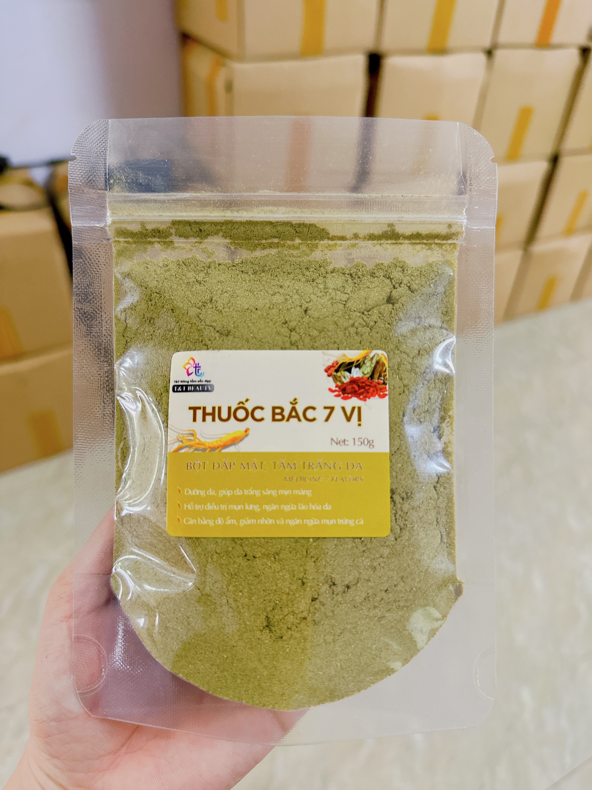 BỘT THUỐC BẮC 7 VỊ - TẮM TRẮNG DA - ĐẮP MẶT LÀM SÁNG DA