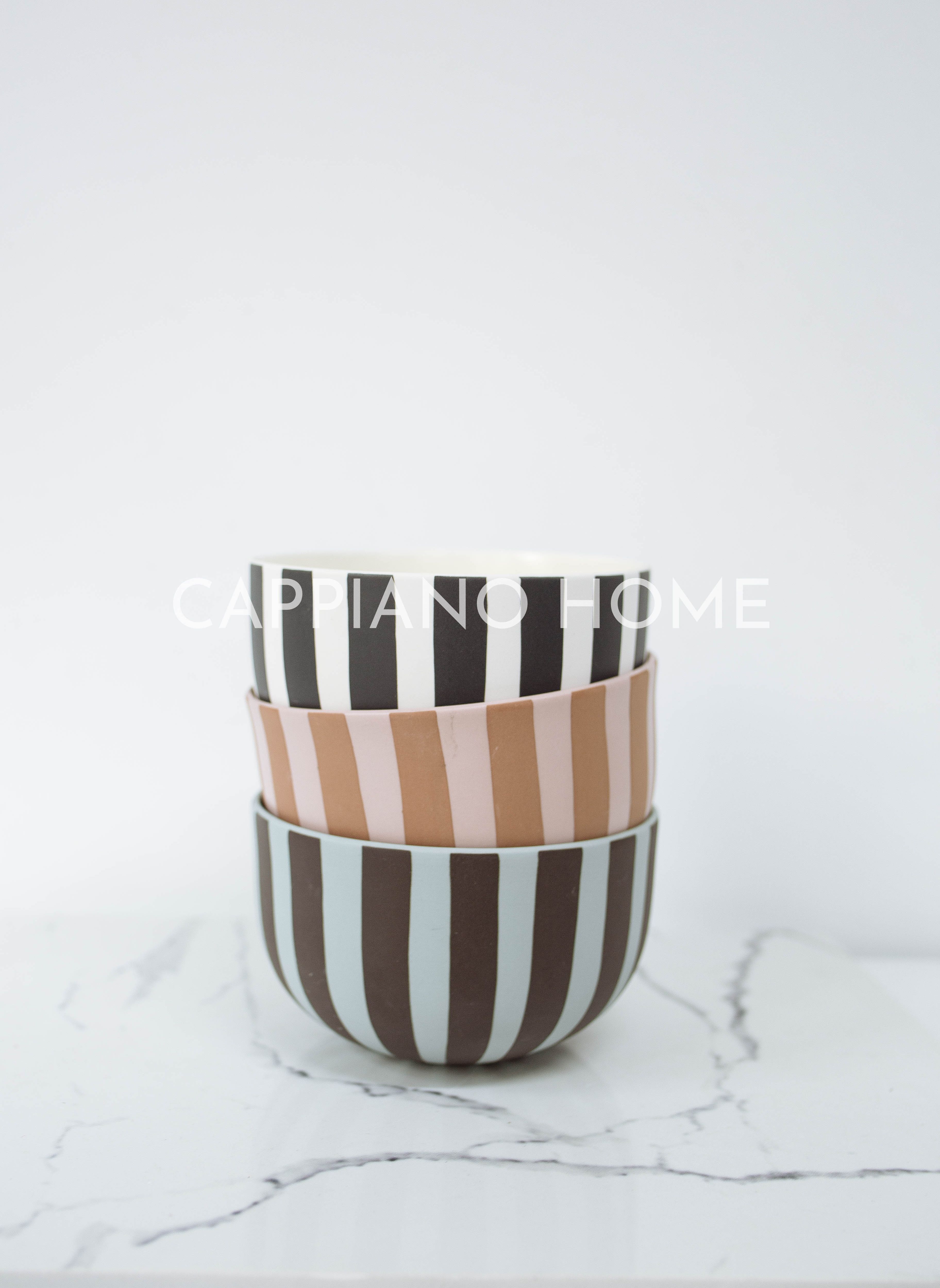 Bát sứ ?hoạ tiết sọc, bát sâu lòng đựng đồ ăn, salad, decor phong cách hiện đại các màu | Cappiano Home