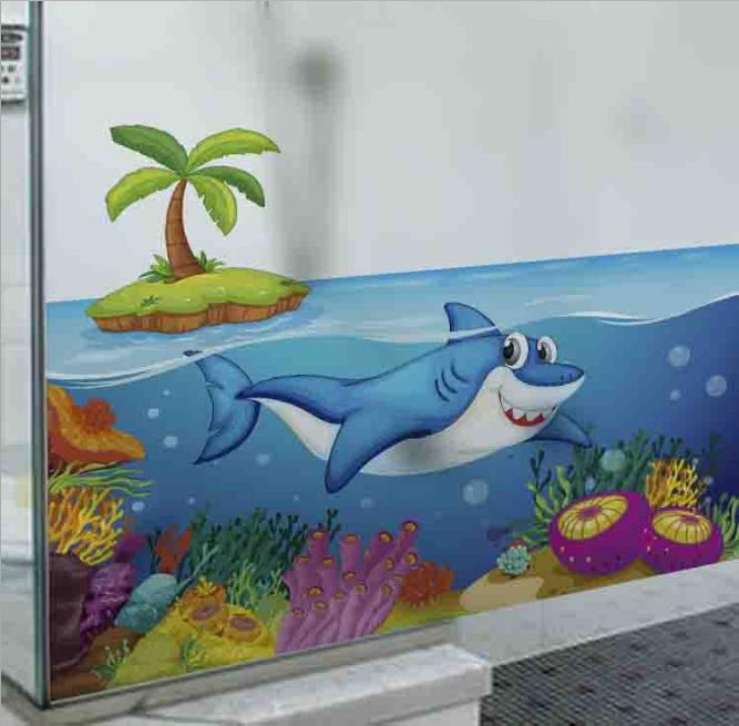[HCM]Decal Dán Kính Cao Cấp - CÁ MẬP LỚN (60X58CM)-DK7053