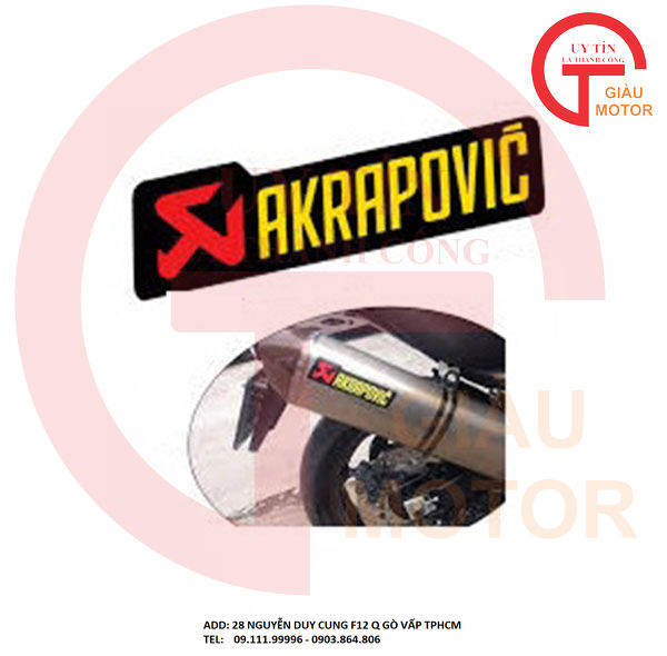 TEM NHÔM CHỮ AKRAPOVIC SIZE   3,5 X14 CM