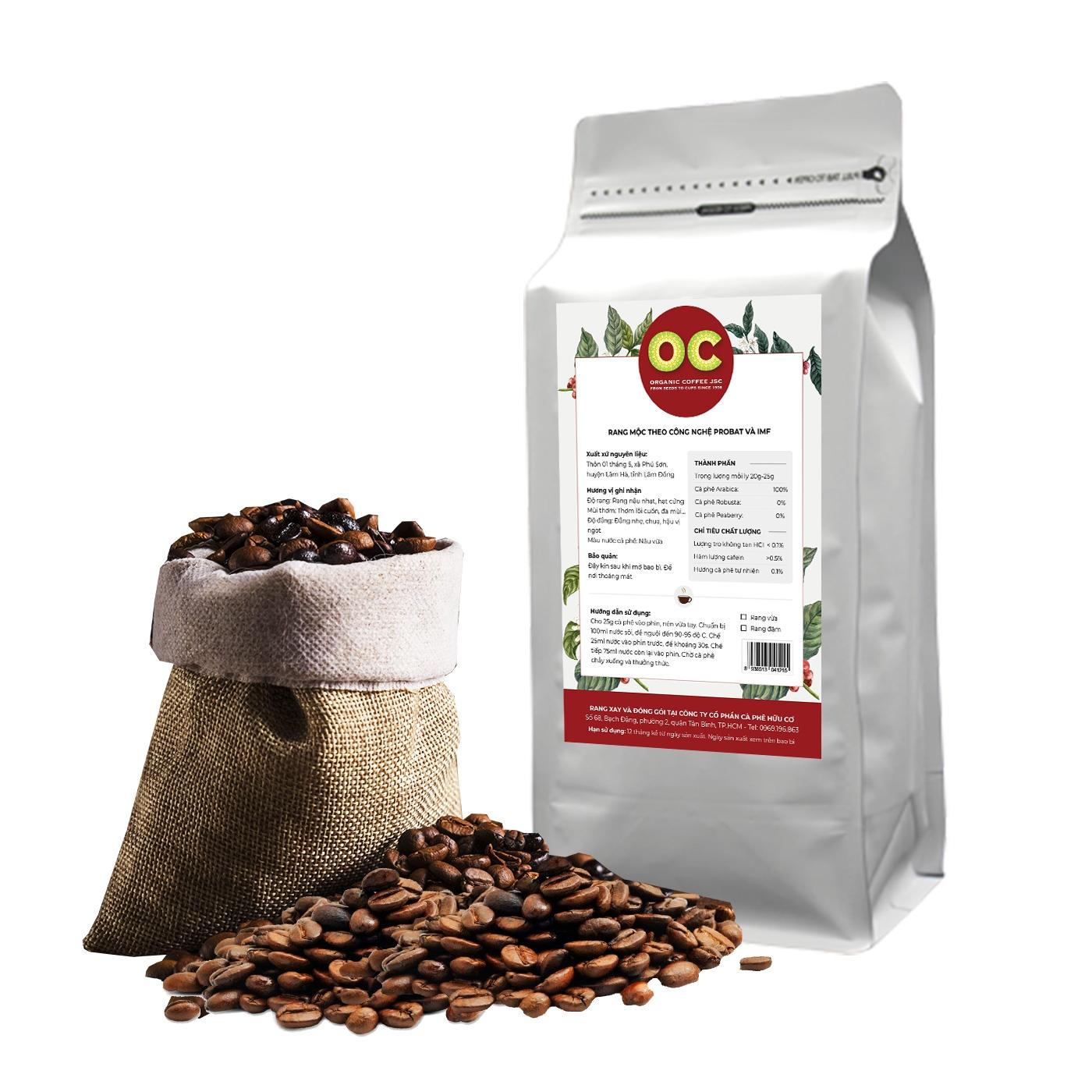 [HCM]CÀ PHÊ HẠT ARABICA  RANG VỪA OC ORGANIC COFFEE 900G