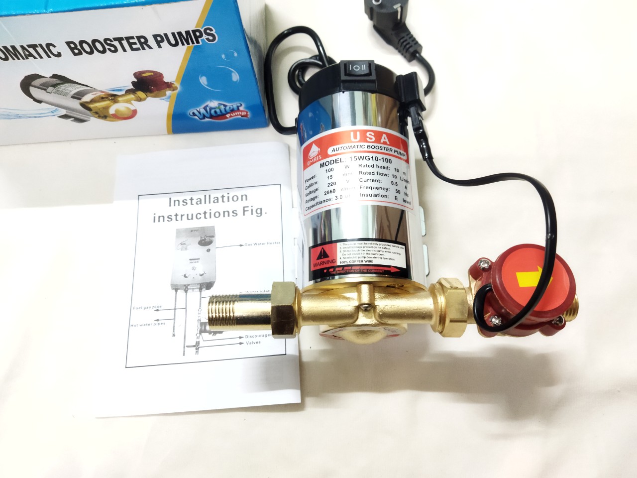 Bơm tăng áp máy giặt USA 100w .