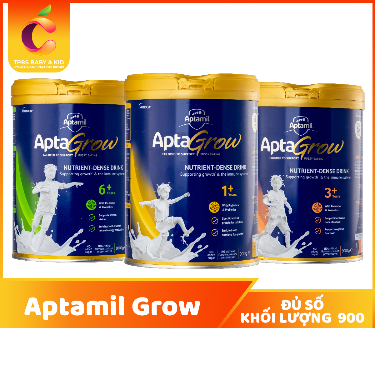 Sữa APTAMIL APTAGROW Úc 900g sữa dành cho bé biếng ăn (Hàng chuẩn Úc)