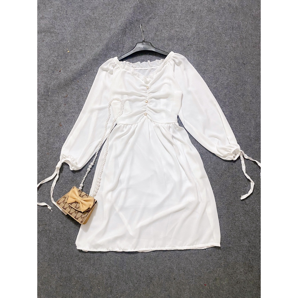 Áo babydoll, áo trễ vai sang chảnh nữ hở lưng khoét vai 2 lớp tay bồng kiểu bánh  bèo 2 tầng tiểu thư hàn quốc, aot33