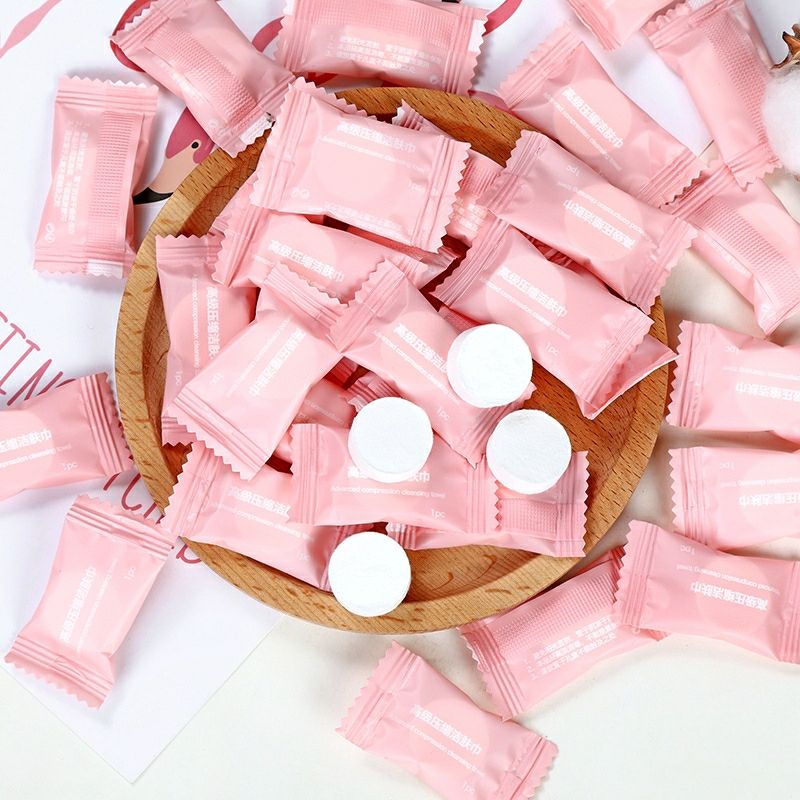 Khăn nén cotton dạng viên kẹo dùng 1 lần