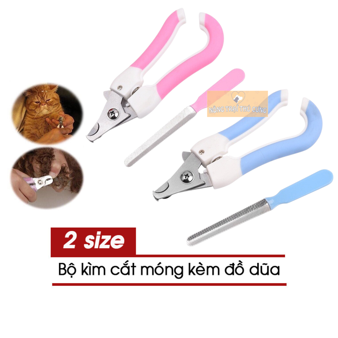 Bộ kéo cắt móng/ kìm cắt móng kèm dũa cho thú cưng - nhiều size -