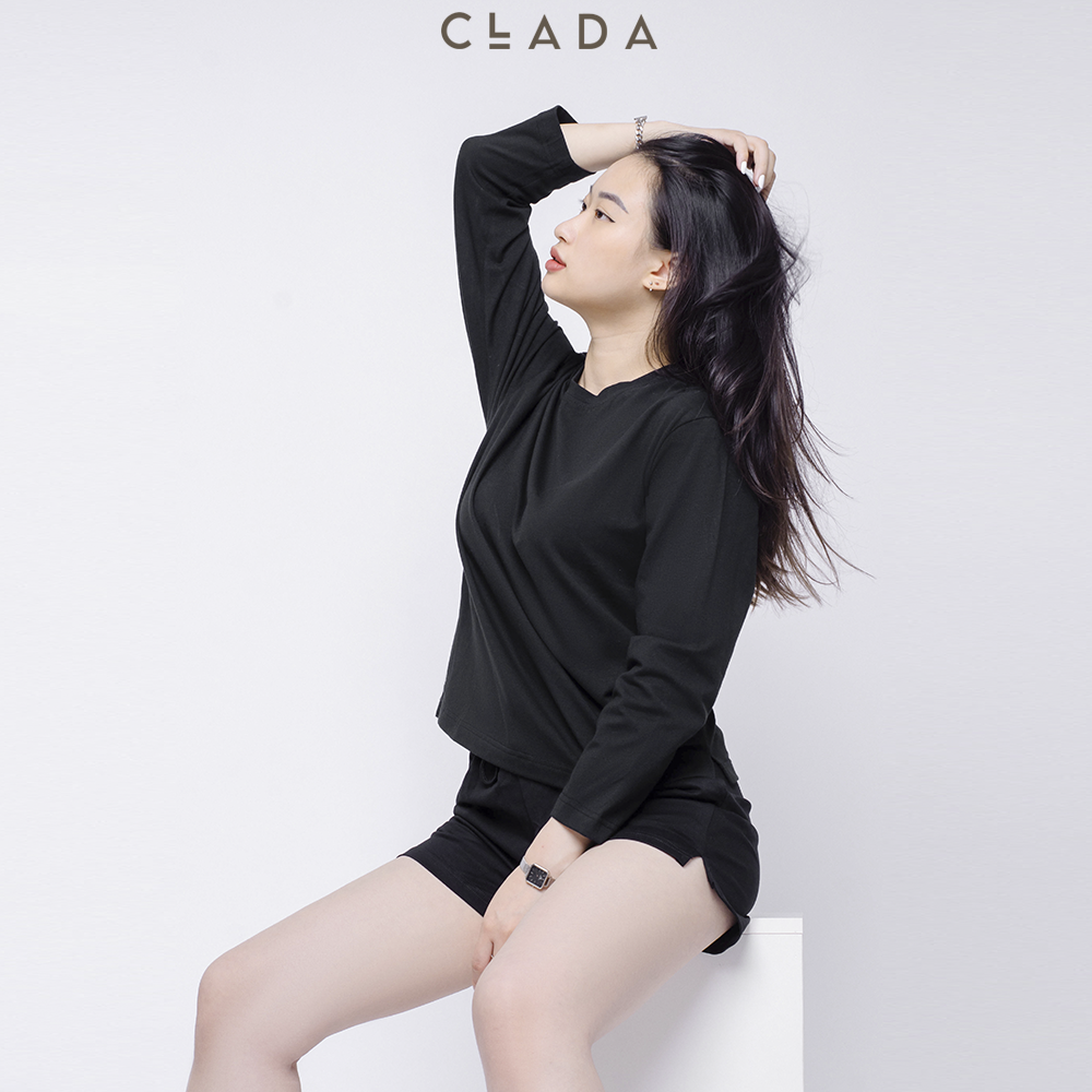 Áo Dài Tay Cotton thương hiệu CLADA Essential - Đen