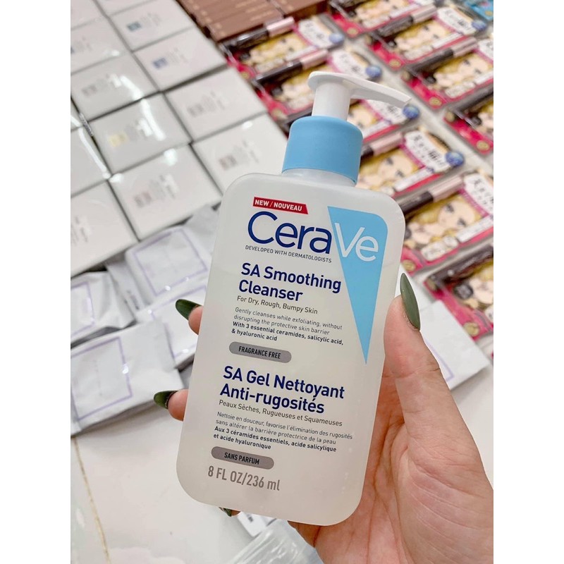 Sữa rửa mặt Cerave Renewing SA Cleanser cho da nhạy cảm có mụn