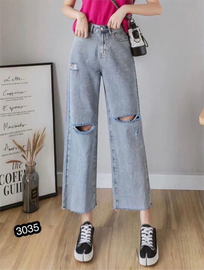 ( ẢNH THẬT) QUẦN BAGGY JEAN, BÒ ỐNG RỘNG CẠP CAO RÁCH 2 GỐI MỚI 3035 CỰC CHẤT, PHUONGMART
