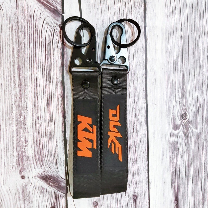 Móc khóa dây cho các hãng xe Honda Yamaha KTM Kawasaki Vespa Suzuki... móc bằng thép không gỉ, logo vải thêu