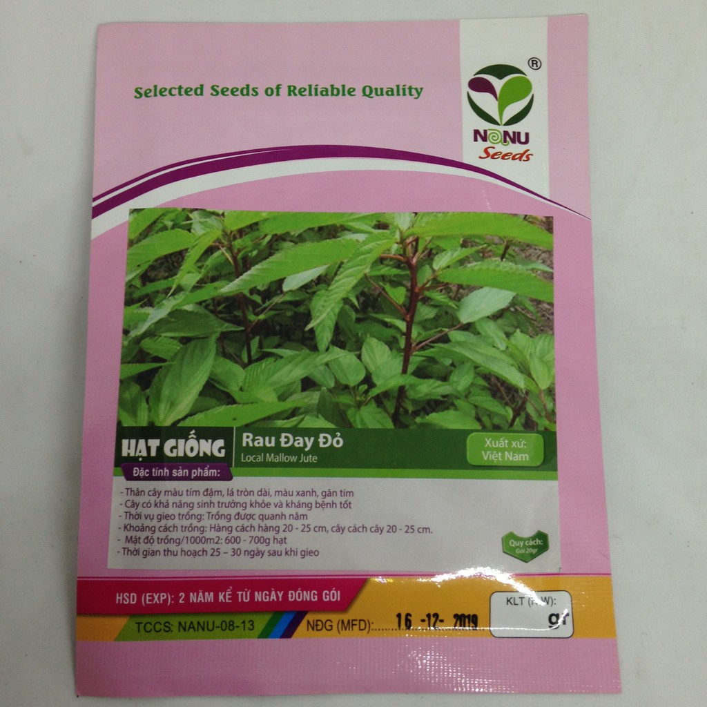 [HCM][Rau Củ Quả] - Gói 20g hạt giống rau đay đỏ