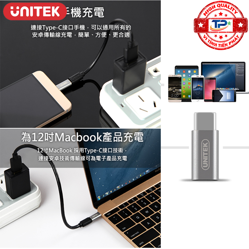 Đầu chuyển USB 3.1 USB Type-C Sang Micro USB Cái Unitek Y-A027AGY