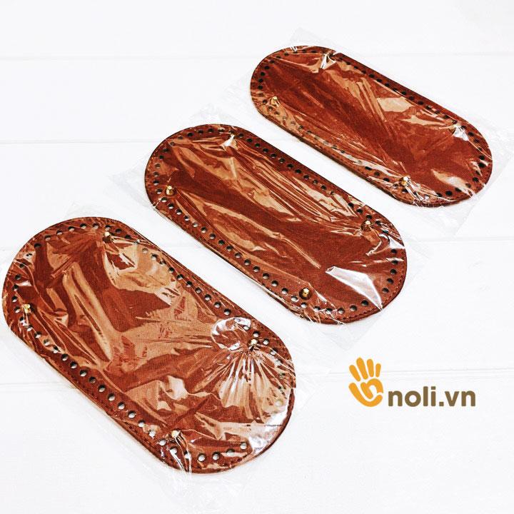 Đế túi bầu dục da PU đục lỗ sẵn 25x12cm
