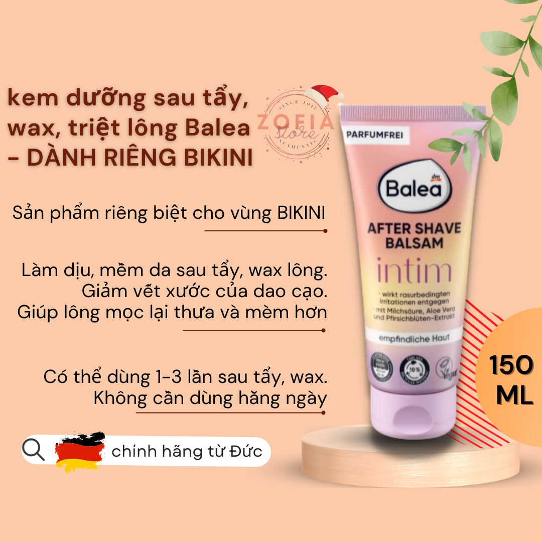 [Che tên] Kem dưỡng sau tẩy lông Balea