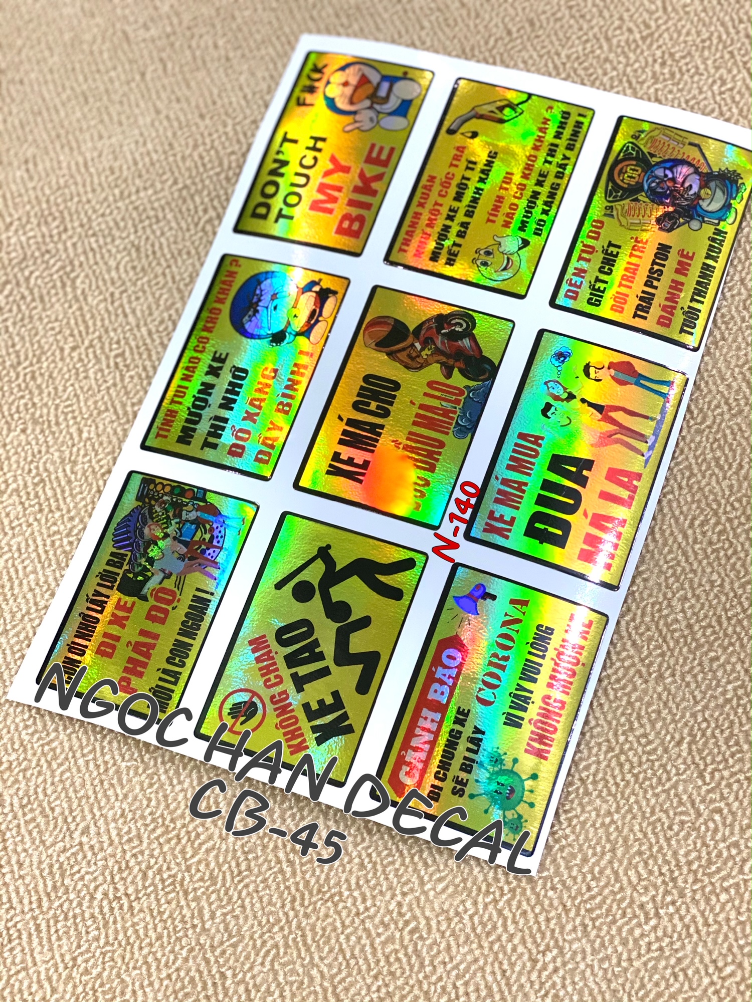 [HCM]Nguyên bộ tem crom cảnh báo xe má mua -- NGỌC HÂN DECAL