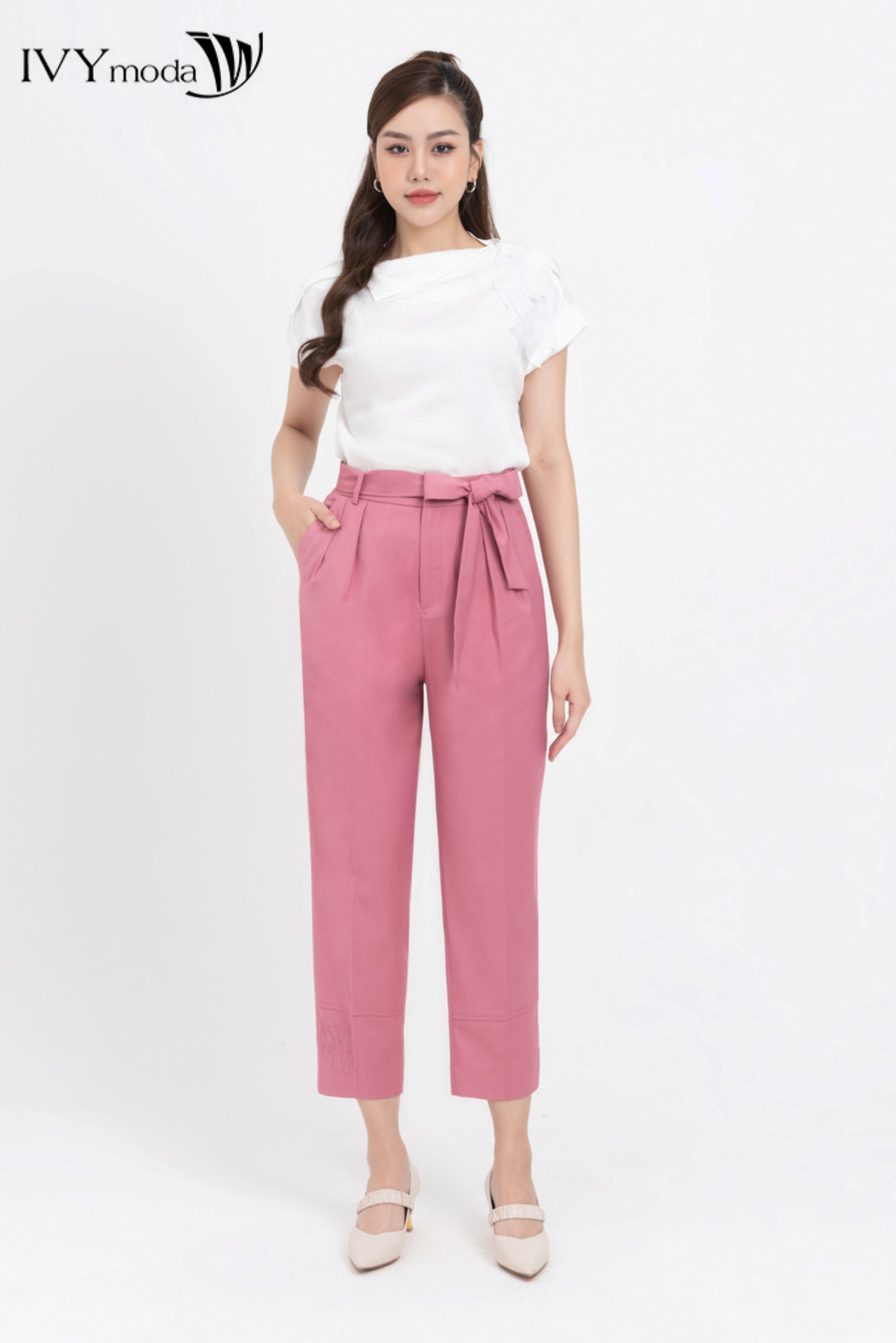 Quần baggy (không kèm đai nơ) IVY moda MS 22M8344