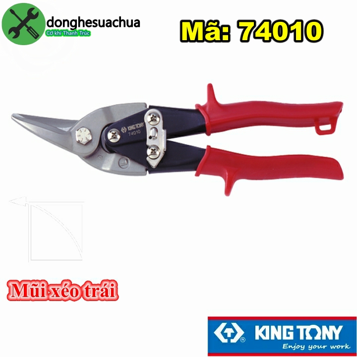 [HCM]Kéo cắt tôn mũi cong trái Kingtony 74010 cán đỏ dài 248mm