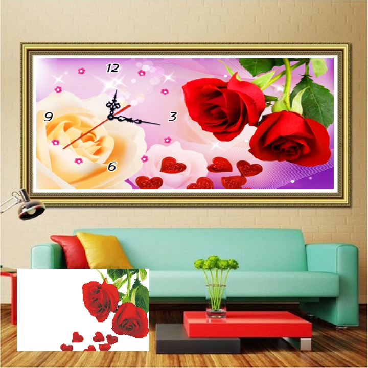 Tranh đính đá Đồng Hồ LV216 KT:75*45cm