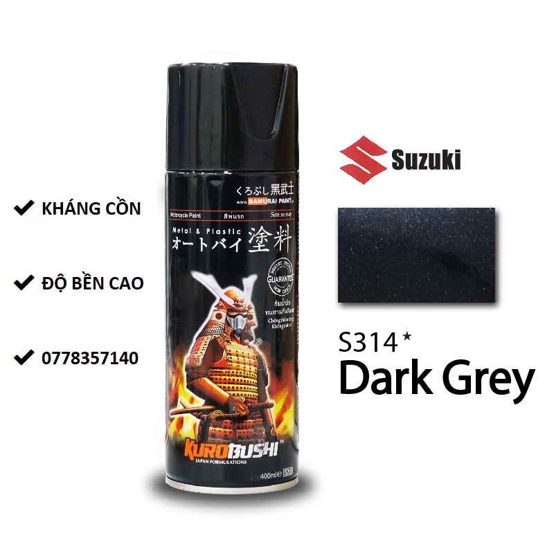 S314 sơn xịt samurai màu xám đậm