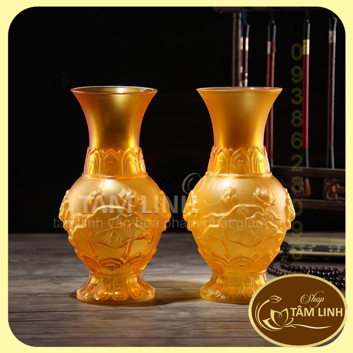 Bình Hoa Thờ Cúng Lưu Ly Vàng - Nhiều Sise