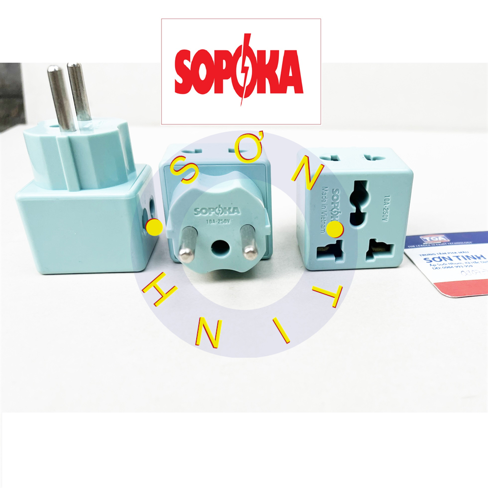Phích chuyển đa năng 3 chân sang 2 chân sopoka - ổ cắm điện chia 1 ra 2 có ổ cắm 3 lổ p15x - 1 cái