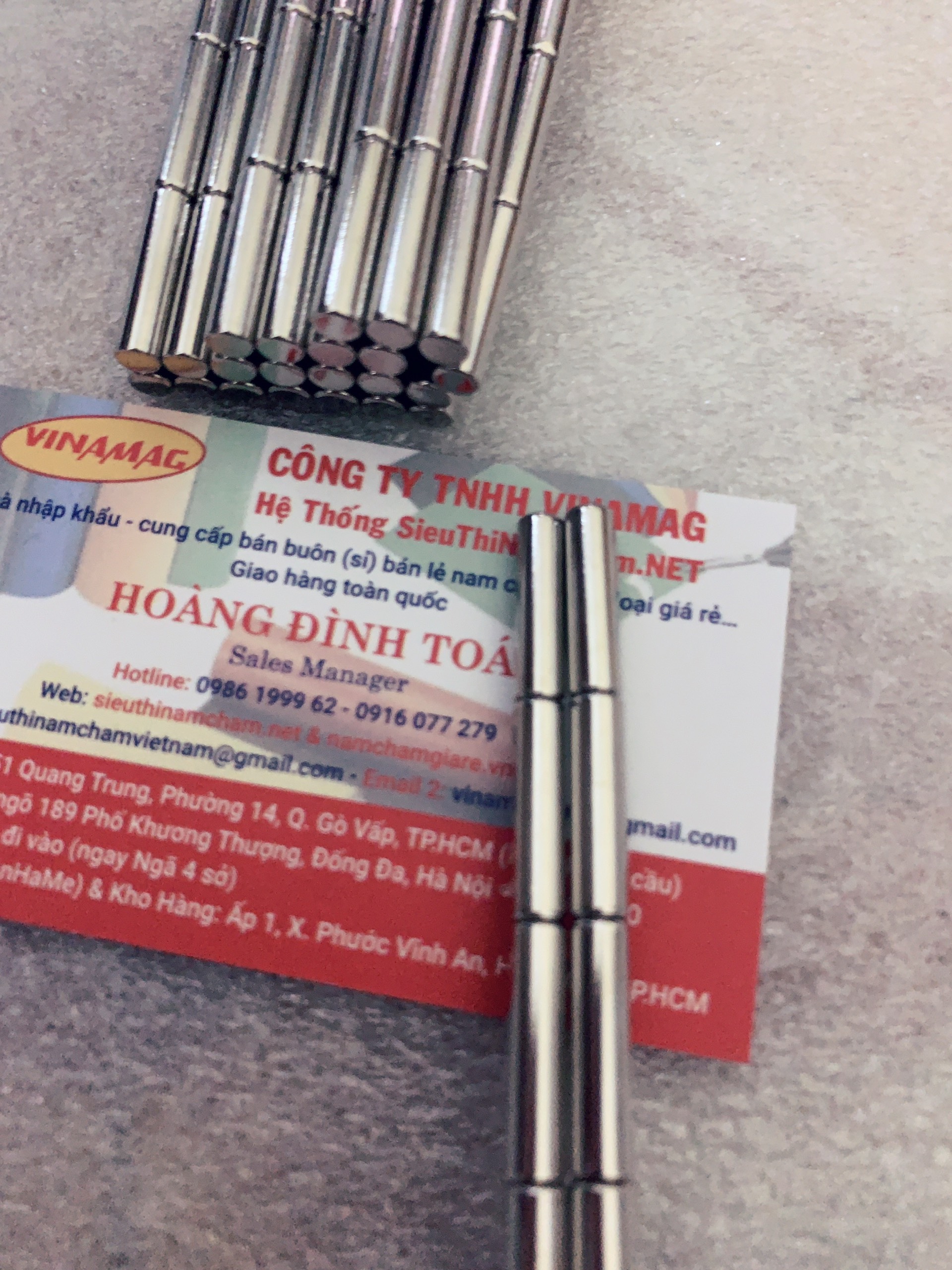 (HÌNH TRỤ) 10 viên nam châm đất hiếm kích thước 5x20mm N50