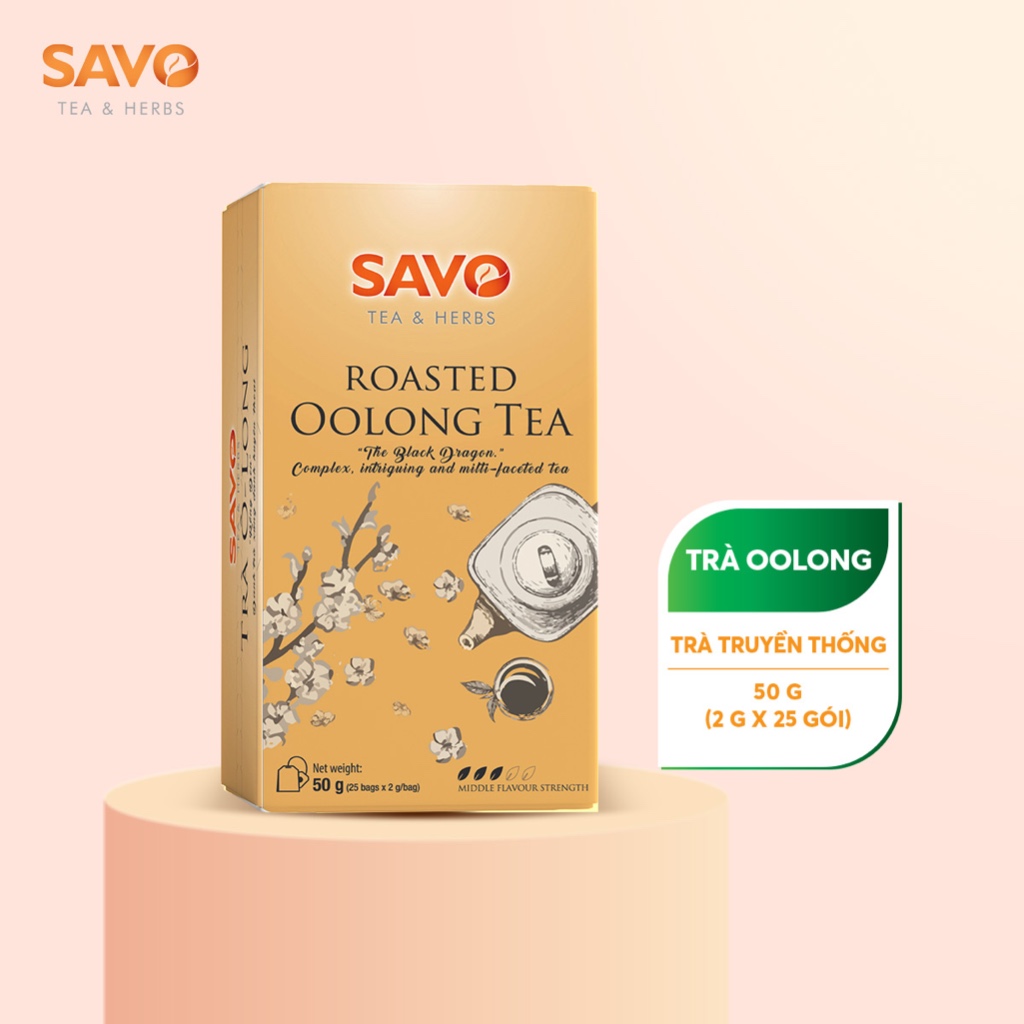 Trà Oolong rang (Roasted Oolong Tea) SAVO - Hộp 25 gói x 2g