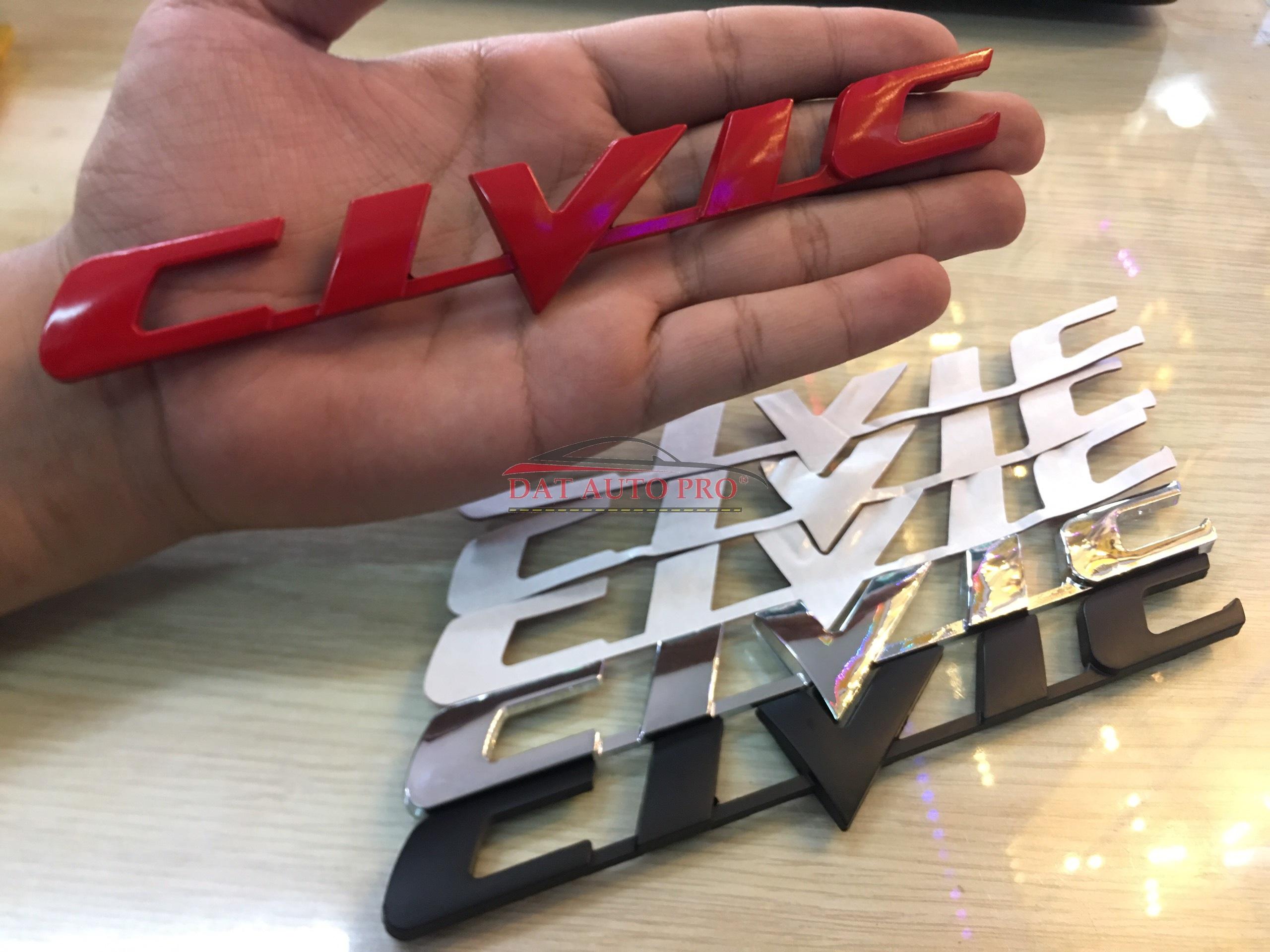Tem 3D KIM LOẠI CIVIC Màu đen Cho oto...