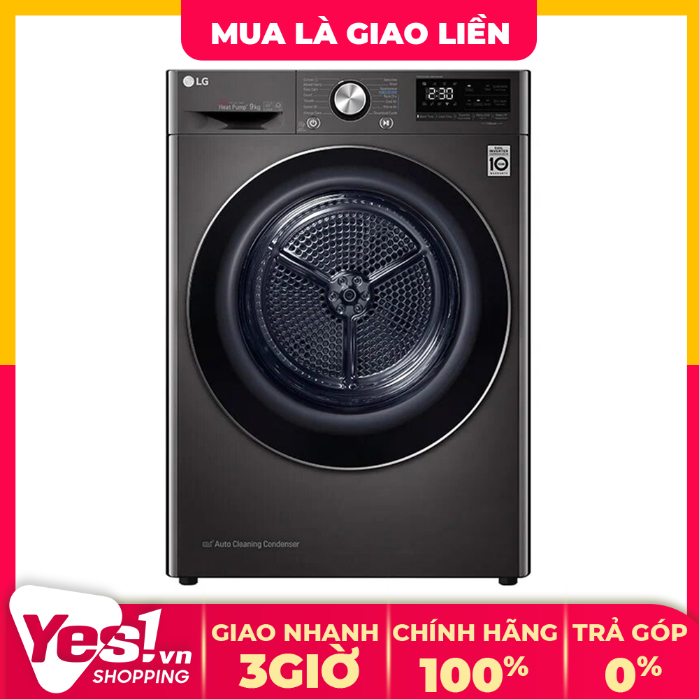 [HCM]Máy sấy bơm nhiệt LG 9 Kg DVHP09B - Công nghệ sấy Heatpump Chống dị ứng Tự động vệ sinh bộ lọc - Bảo hành chính hãng  - Voucher 10% lên đến 800K