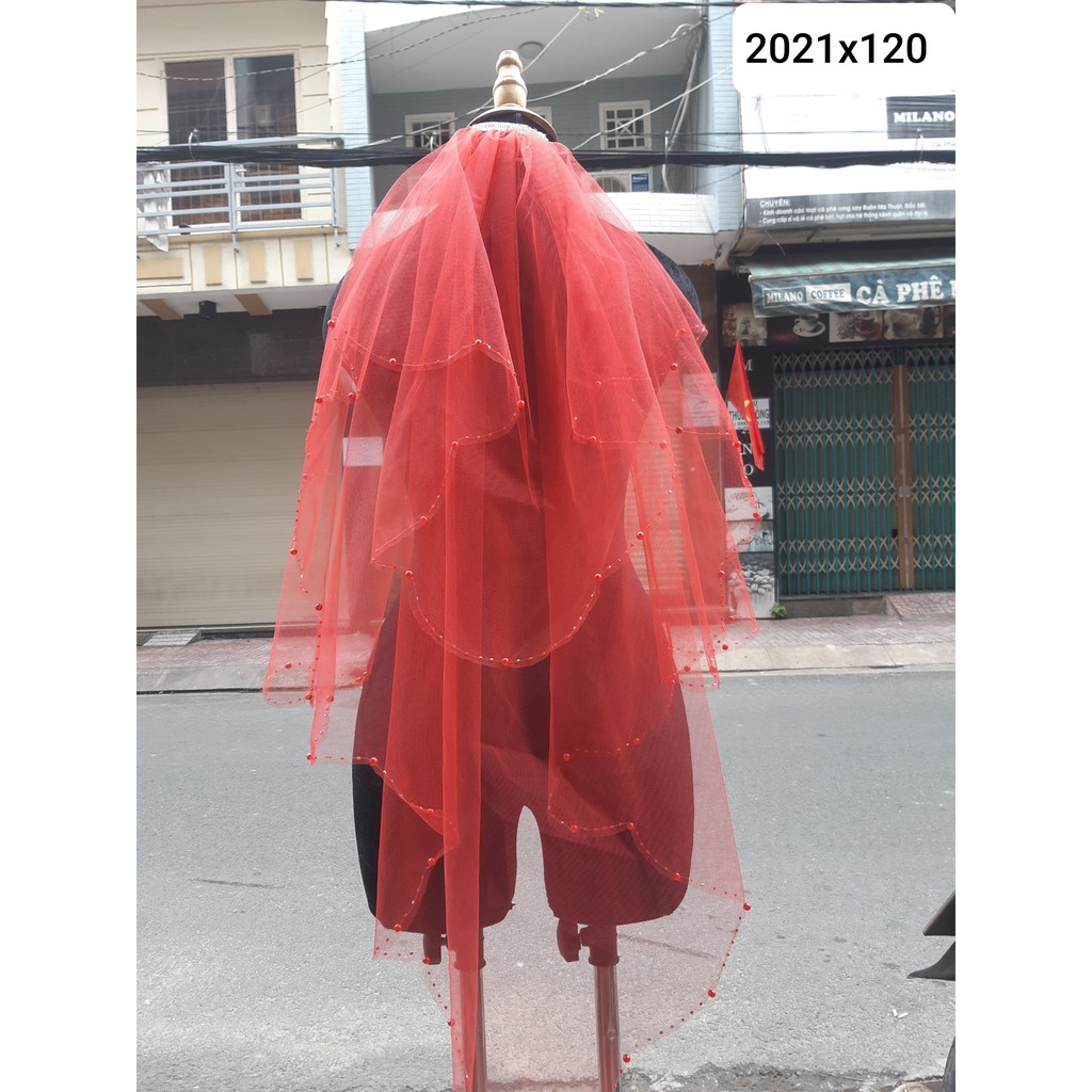 Tổng hợp voan cô dâu màu đỏ và đỏ đô trơn hoặc trang trí GiangpkcGiangpkc