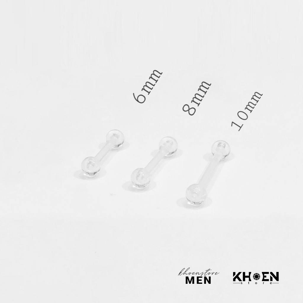 (1 Chiếc) Khuyên tai bi 2 đầu trong suốt nhựa sinh học - Khoen Store