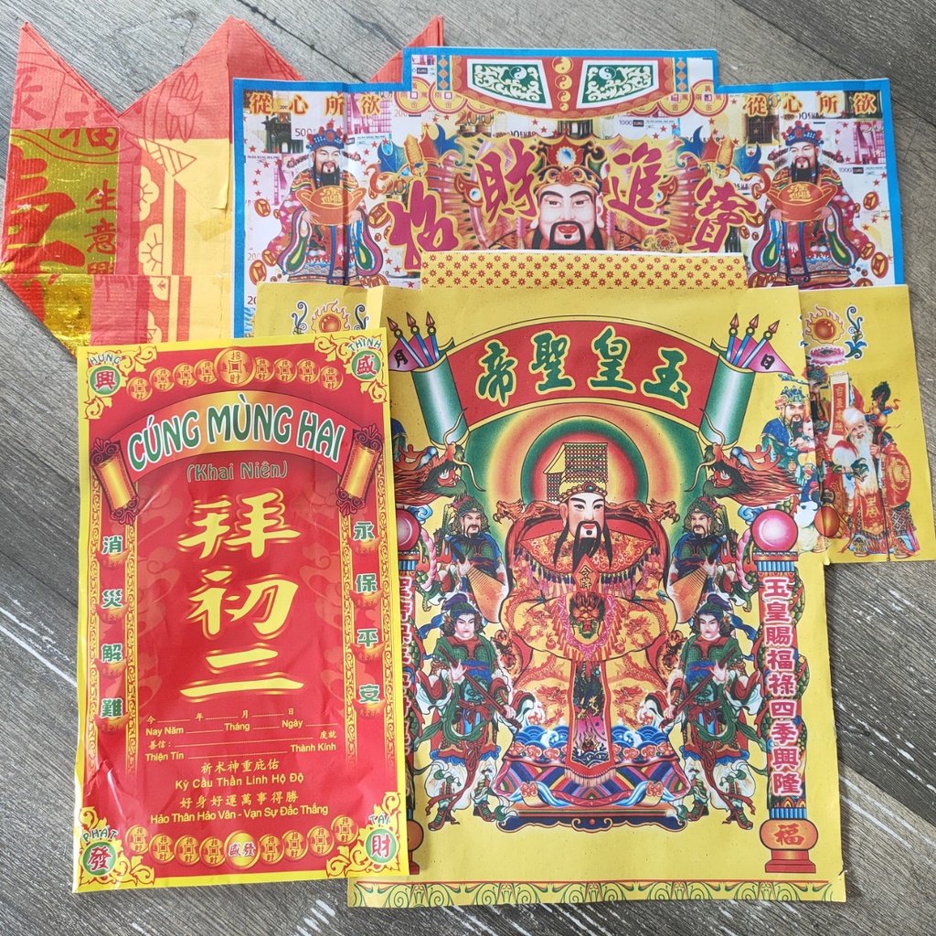 Bộ giấy cúng TẾT (xếp sẳn)  (Mùng 1,Mùng 2 , Mùng 3) , Combo Đầy Đủ - loại đẹp