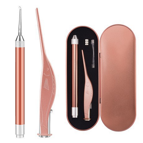 Set Dụng Cụ Lấy Ráy Tai 3in1 Có Đèn(Hộp Hồng)