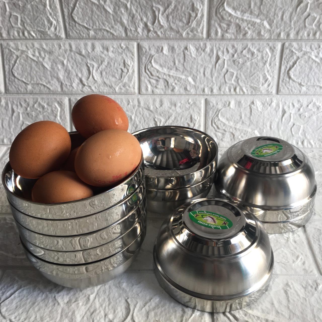 1 bộ 10 chén Inox  cách nhiệt 2 lớp. 12cmx6cm. Bảo vệ sức khỏe, An toàn vệ sinh