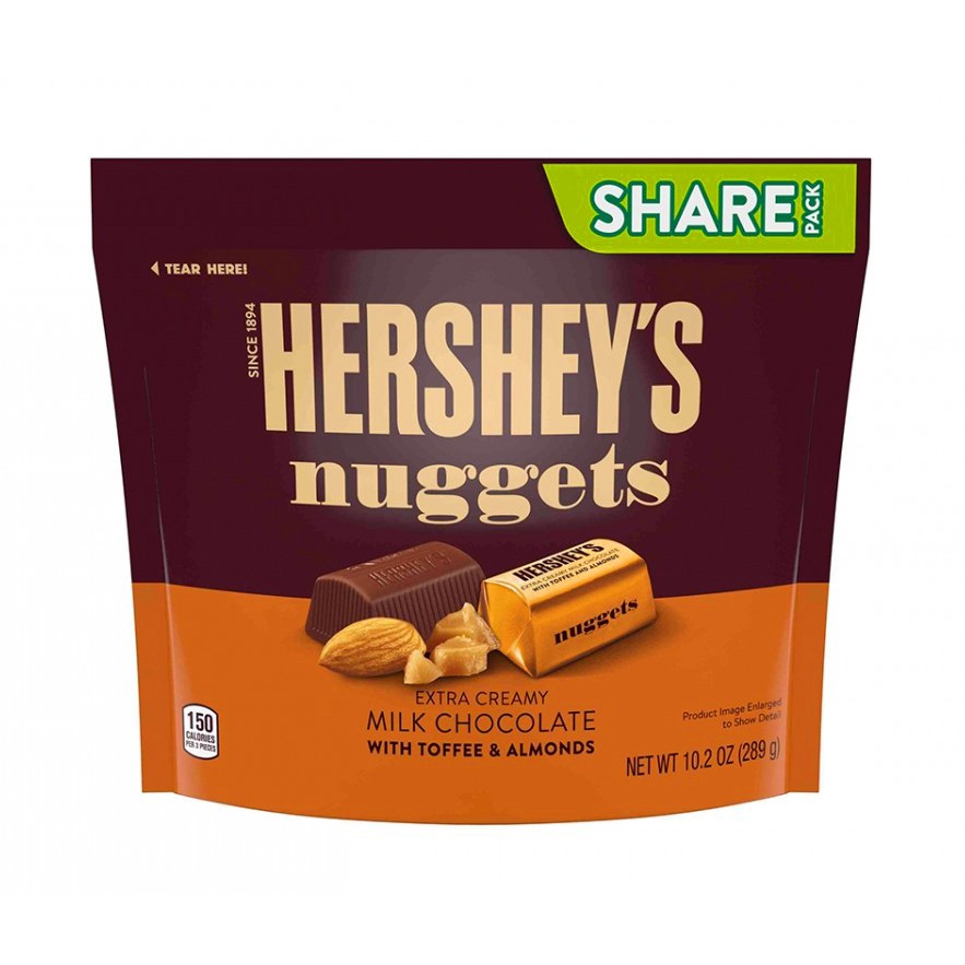 Kẹo Socola Hershey s Nuggets - Vuông Đắng Nhân Hạnh Nhân Cam
