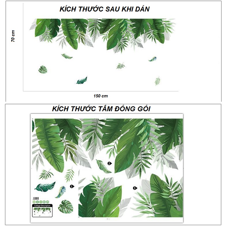 DECAL DÁN TƯỜNG GIÀN CÂY XANH LÁ