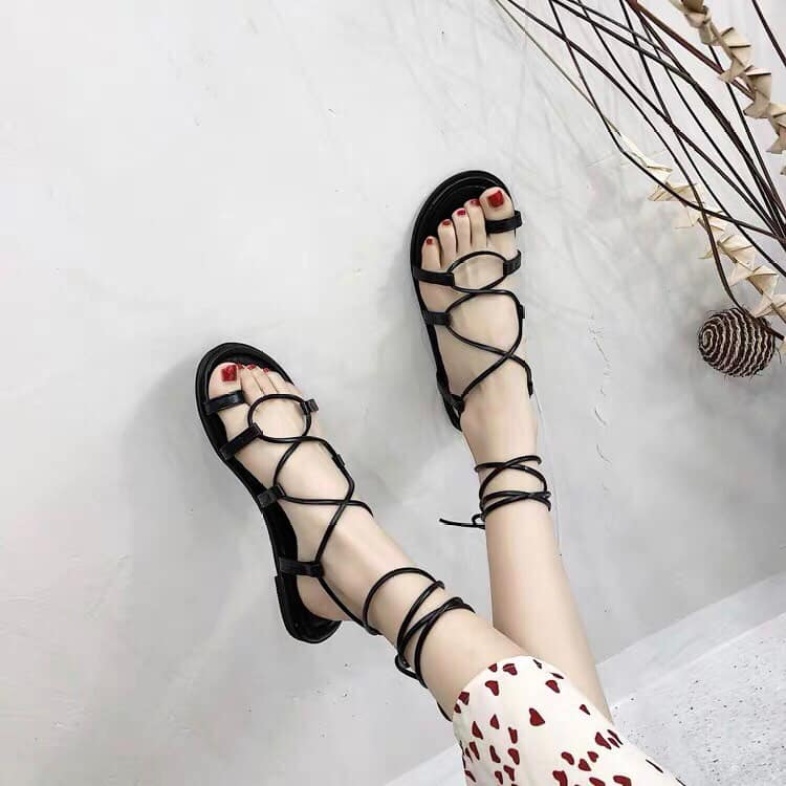 ( rẻ vô địch) Sandal chiến binh nữ đẹp dây mảnh,dép HÀN QUỐC JOHNK SD01 đế bệt, quấn cổ chân, mẫu mới hot trend 2020 giá rẻ