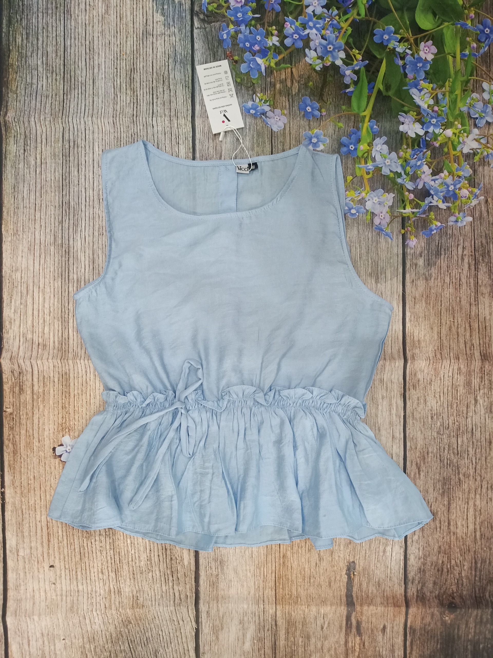Áo peplum sát nách đũi lụa Vicci cao cấp (Trắng - Xanh - Đỏ)