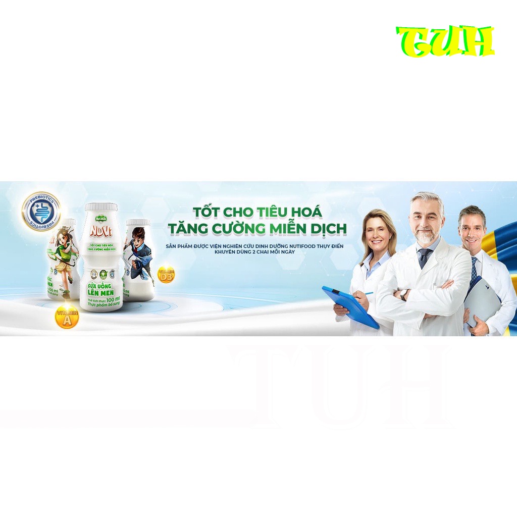 [THÙNG 48 CHAI]NuVi Sữa Chua Uống Lên Men Chai 100ml-TUH