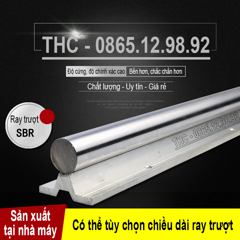 Thanh Ray Trượt Tròn Có Đế SBR Dài 1,5 Mét Phi 12 16mm