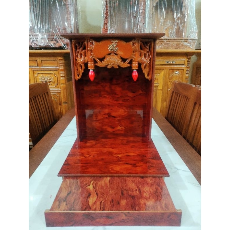Bàn thờ thần tài thổ địa MDF 2 mẫu 35cm (có hộc kéo )