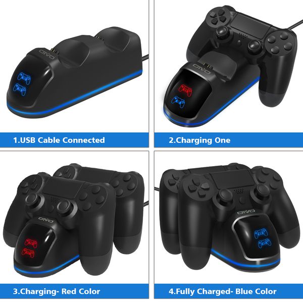 Đế sạc đôi cho tay cầm PS4 4Slim/ Pro có đèn báo Dobe/Ipega
