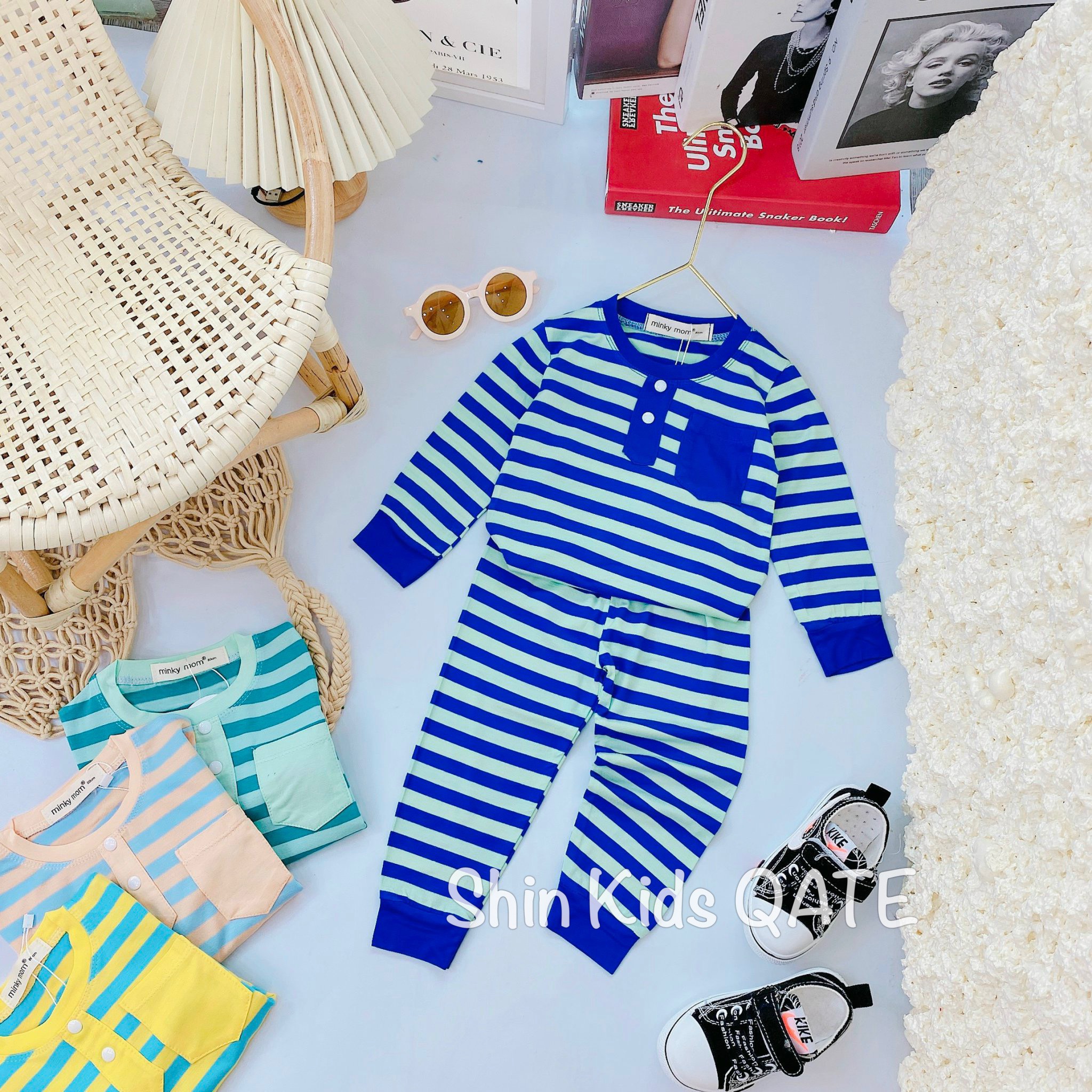 >>Bộ dài tay sọc cho bé trai,bộ dài tay sọc cho bé gái, Đồ bộ Minky Mom thun lạnh dài tay sọc Cho Bé.Đồ bé trai,đồ bộ bé gái.