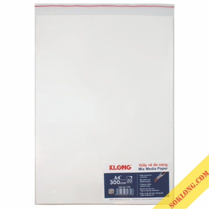 Bộ 20 tờ giấy vẽ A4+ cao cấp tăng độ dính sáp chì, màu vẽ, tập vẽ dày dặn KLong MS 779-VPPKLONG