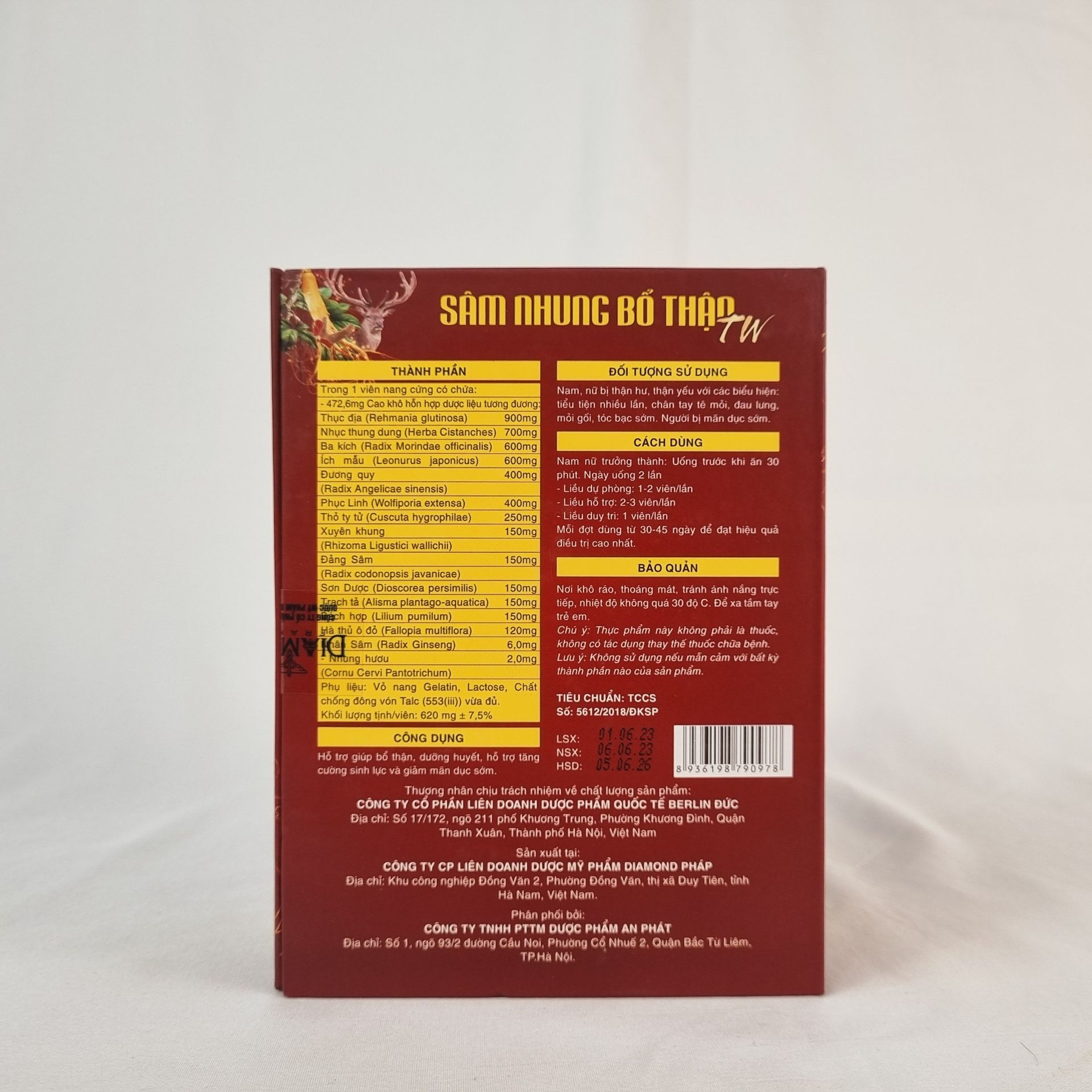 Sâm Nhung Bổ Thận TW Bổ Thận Dưỡng Huyết (hộp/60 viên)