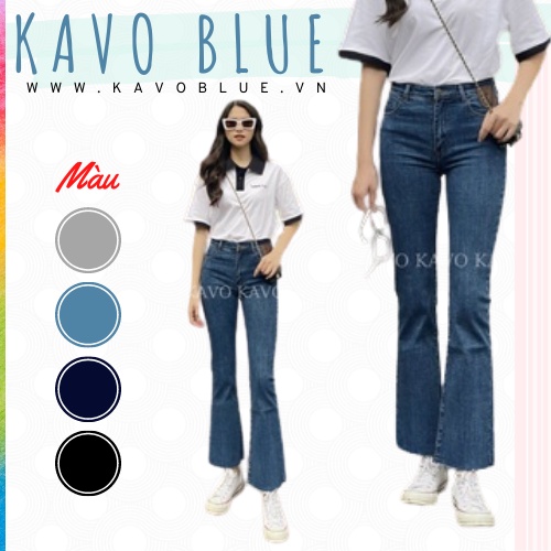 Quần Bò Nữ Dáng Loe - Quần Jeans Nữ Co Giãn 4 Chiều Chất Dày Dặn